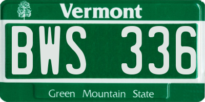 VT license plate BWS336