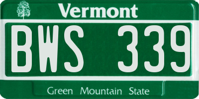 VT license plate BWS339