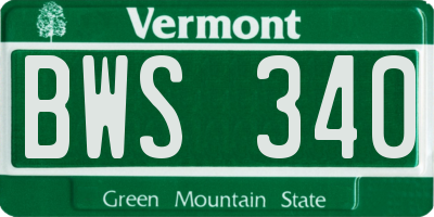 VT license plate BWS340