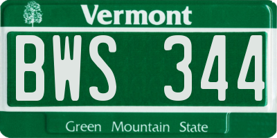VT license plate BWS344