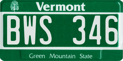 VT license plate BWS346
