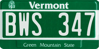 VT license plate BWS347