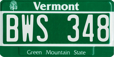 VT license plate BWS348