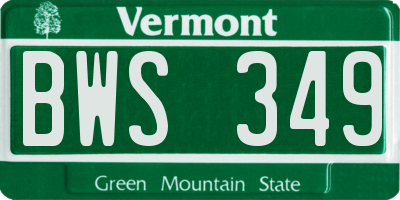VT license plate BWS349