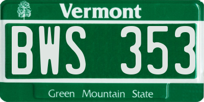VT license plate BWS353