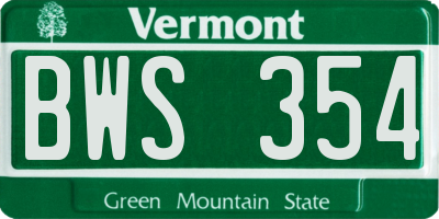 VT license plate BWS354