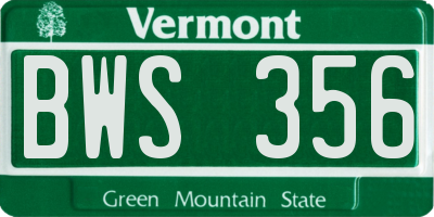 VT license plate BWS356