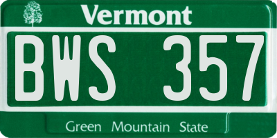 VT license plate BWS357