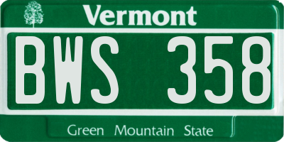 VT license plate BWS358
