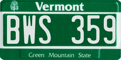 VT license plate BWS359