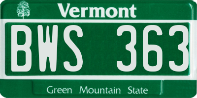 VT license plate BWS363