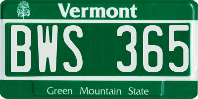 VT license plate BWS365
