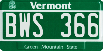 VT license plate BWS366