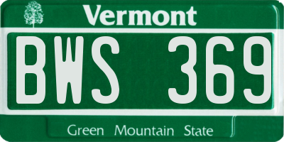 VT license plate BWS369