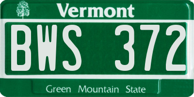 VT license plate BWS372