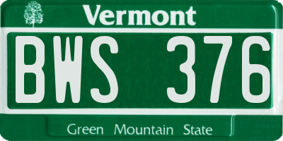 VT license plate BWS376