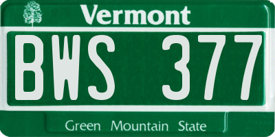VT license plate BWS377