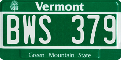 VT license plate BWS379