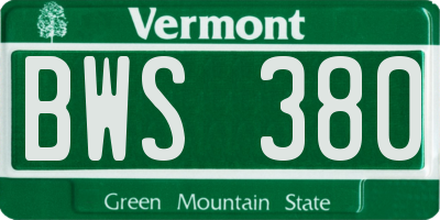 VT license plate BWS380