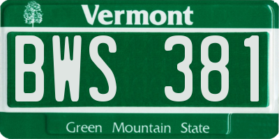 VT license plate BWS381