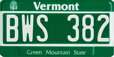 VT license plate BWS382