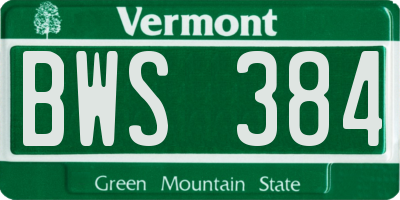 VT license plate BWS384