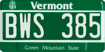 VT license plate BWS385