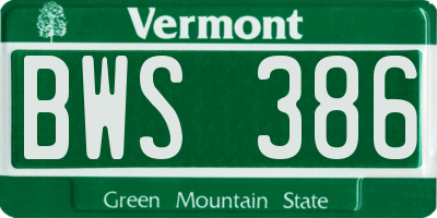 VT license plate BWS386