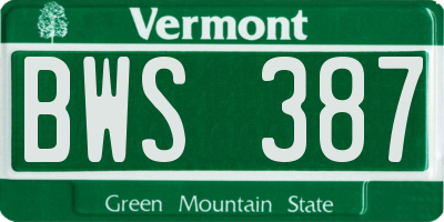 VT license plate BWS387