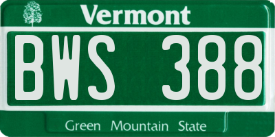 VT license plate BWS388
