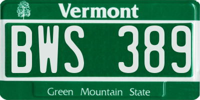 VT license plate BWS389