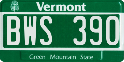 VT license plate BWS390
