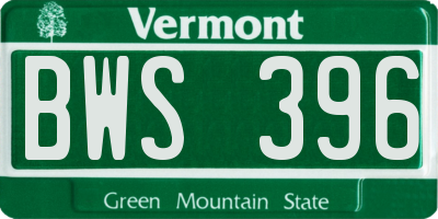 VT license plate BWS396