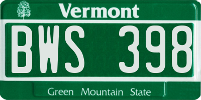 VT license plate BWS398