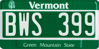 VT license plate BWS399