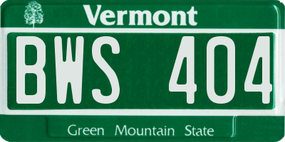 VT license plate BWS404