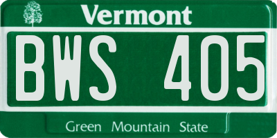 VT license plate BWS405