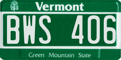VT license plate BWS406