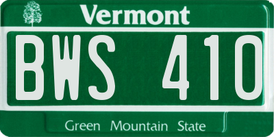 VT license plate BWS410