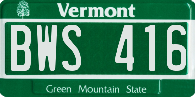 VT license plate BWS416
