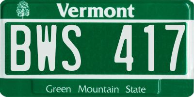 VT license plate BWS417