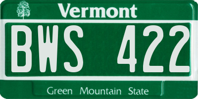 VT license plate BWS422