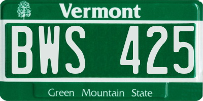VT license plate BWS425