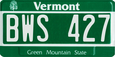 VT license plate BWS427