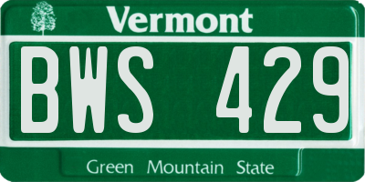 VT license plate BWS429