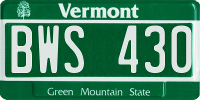 VT license plate BWS430