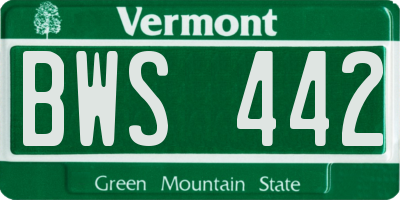 VT license plate BWS442