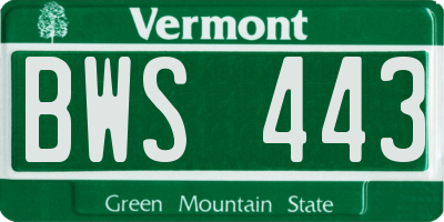VT license plate BWS443