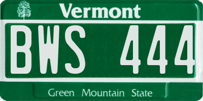 VT license plate BWS444