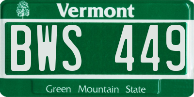 VT license plate BWS449
